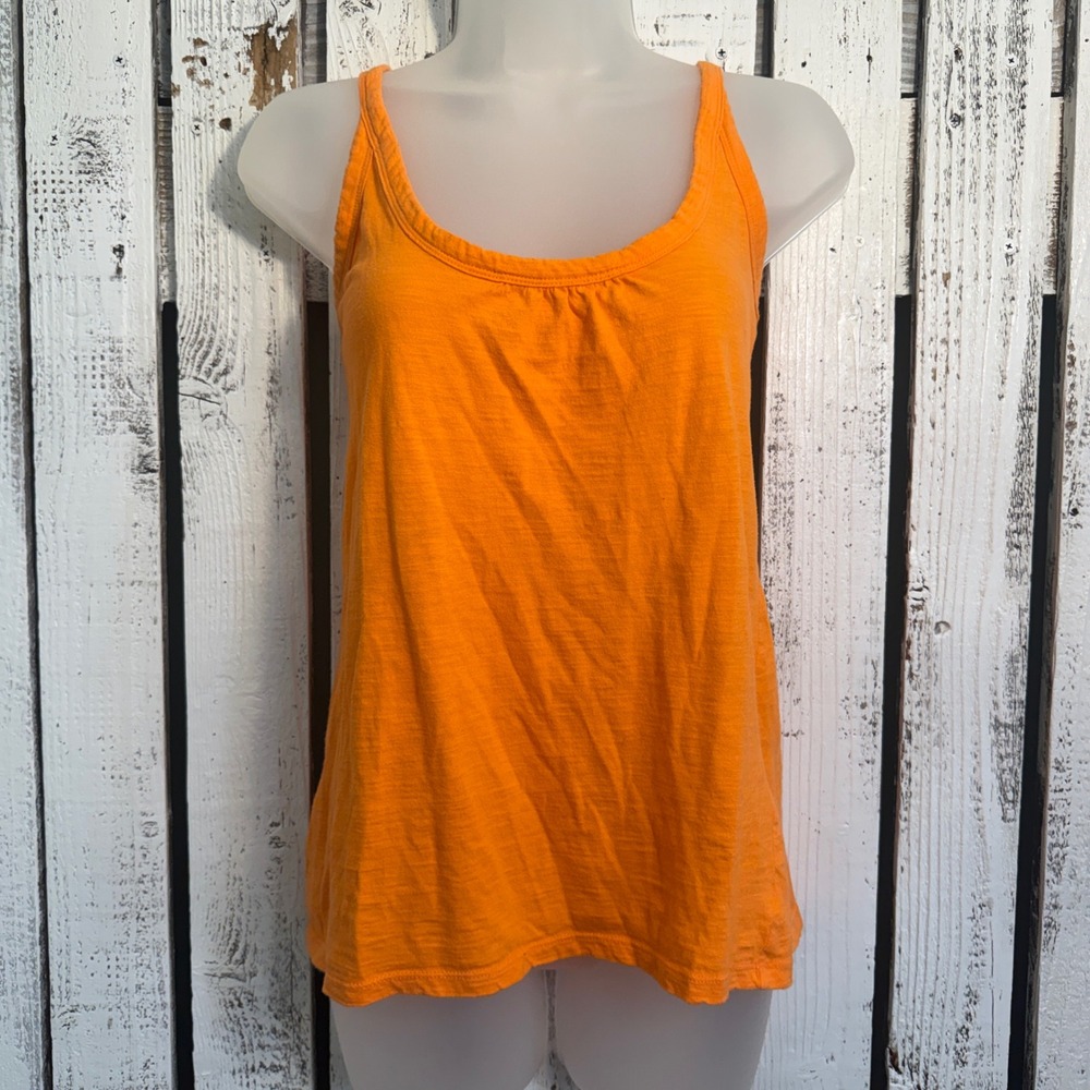 JW Style Womens L Tank Top Orange Slub Knit Cotton Scoop Neck